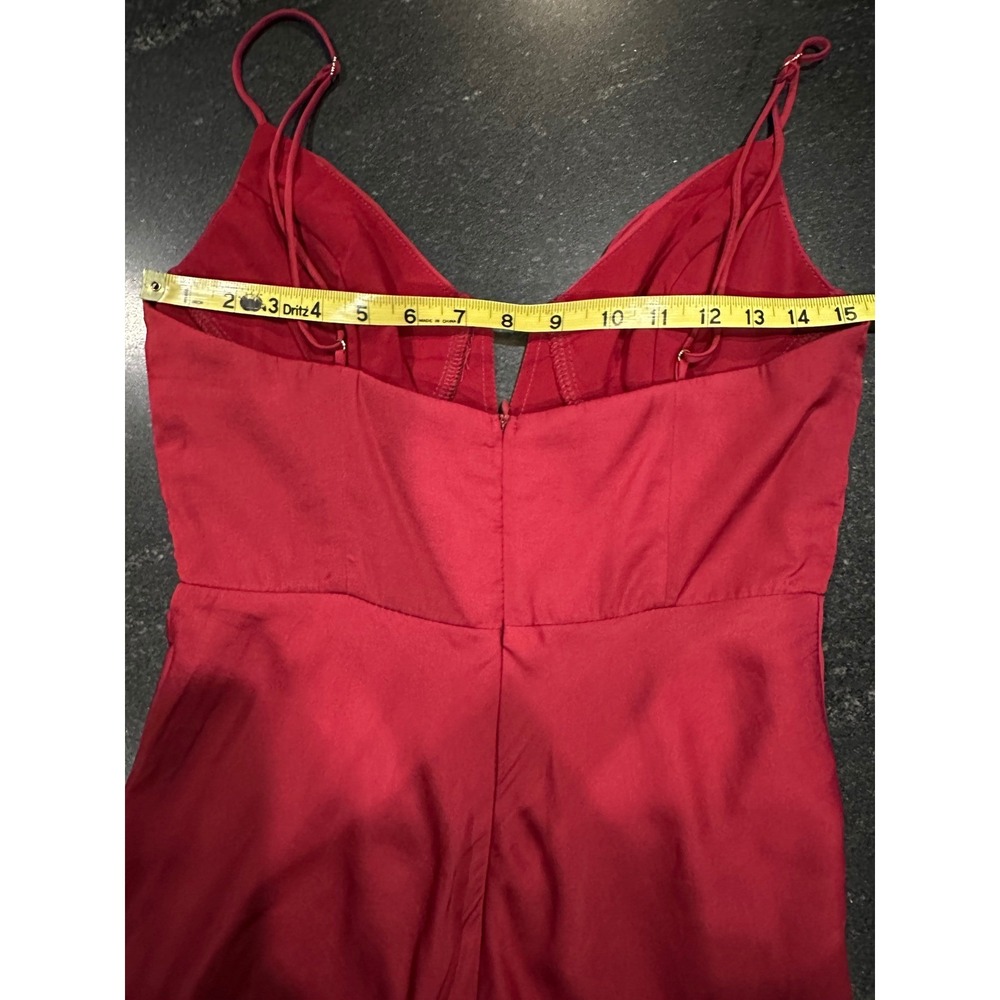 Selfie Leslie Lake Como Red Satin Midi Dress V Wire‎ Bust Elegant M - Picture 11 of 16